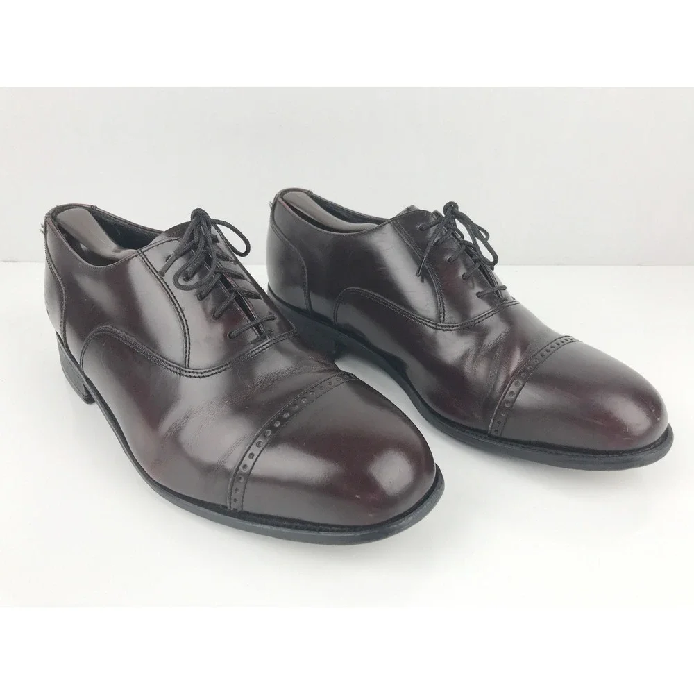 Florsheim Oxford Mens Cap Toe Dress Shoes Leather Dark Brown‎ Lace Up 9.5 EEE